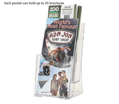 Trifold Display Stand for 4"W Brochures 2 Tier Organizer Caddy