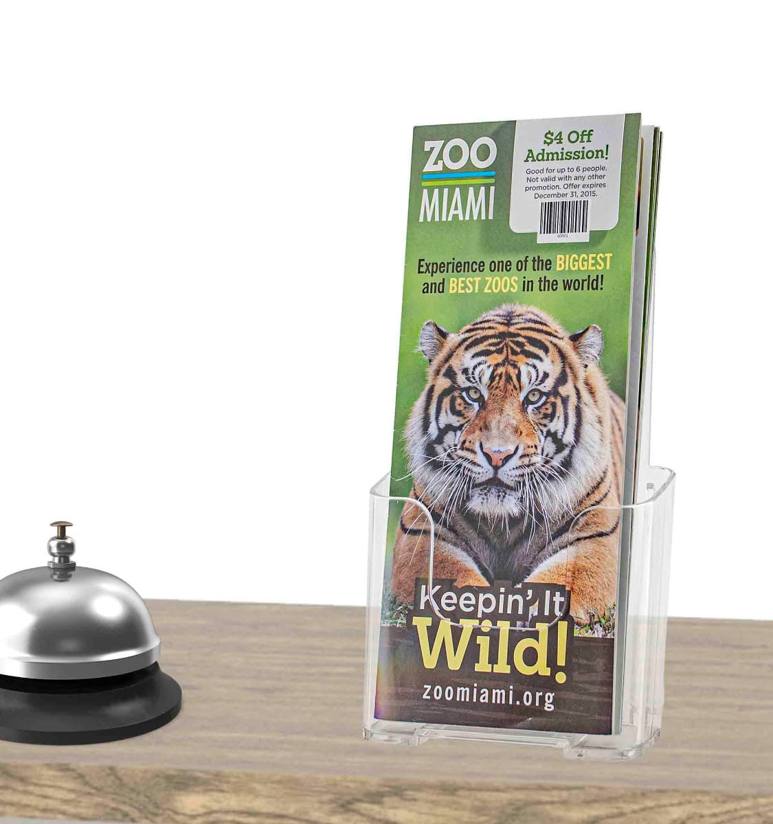 4"W Takeout Menu Display Trifold Brochure Holder Slant Back