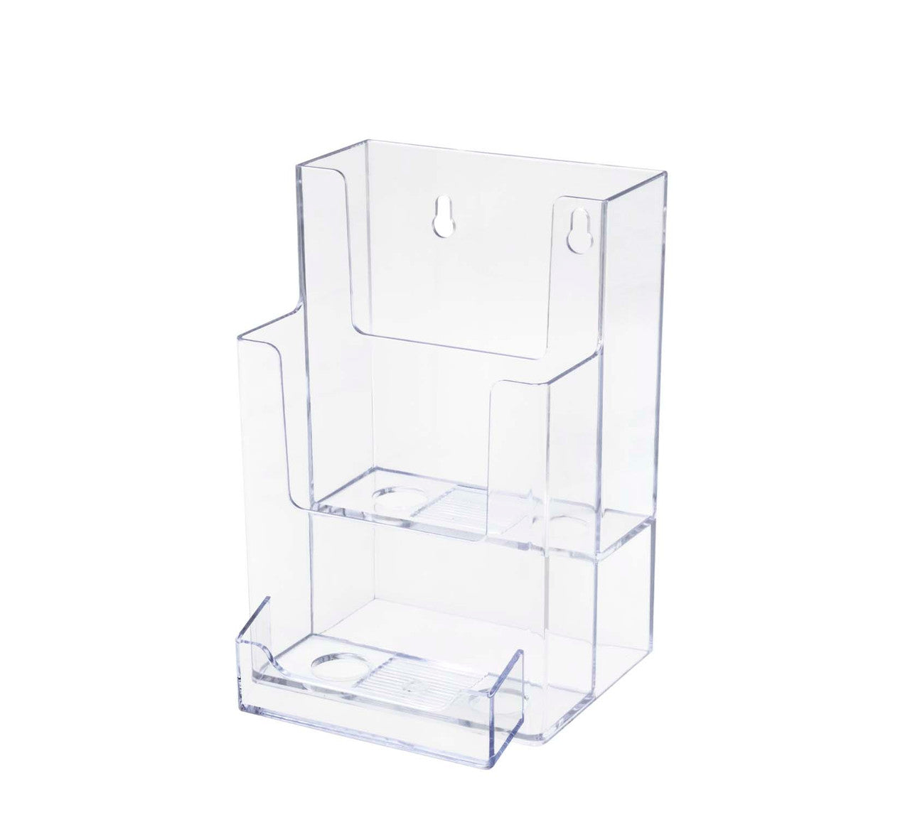 Trifold Holder for 4"W Brochures 2 Tier with Business Card Slot