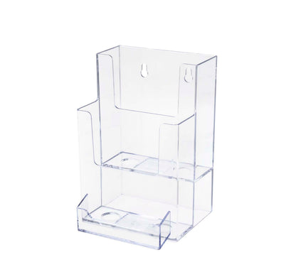 Trifold Holder for 4"W Brochures 2 Tier with Business Card Slot