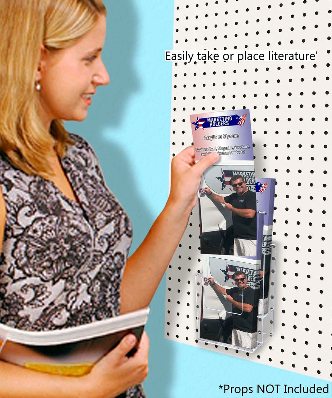 Pegboard 4"W Trifold Brochure Multi Pocket Rack