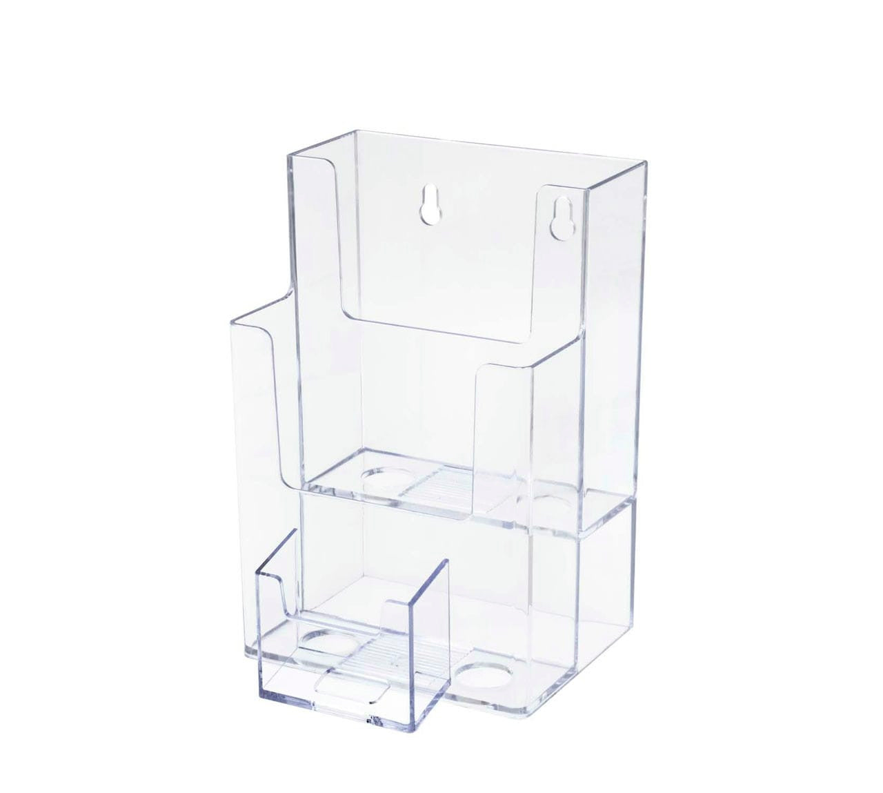 4"W Trifold Display Tiered 2 Pocket Stand with Vertical Card Slot