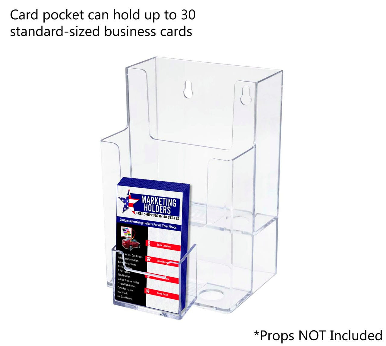 4"W Trifold Display Tiered 2 Pocket Stand with Vertical Card Slot