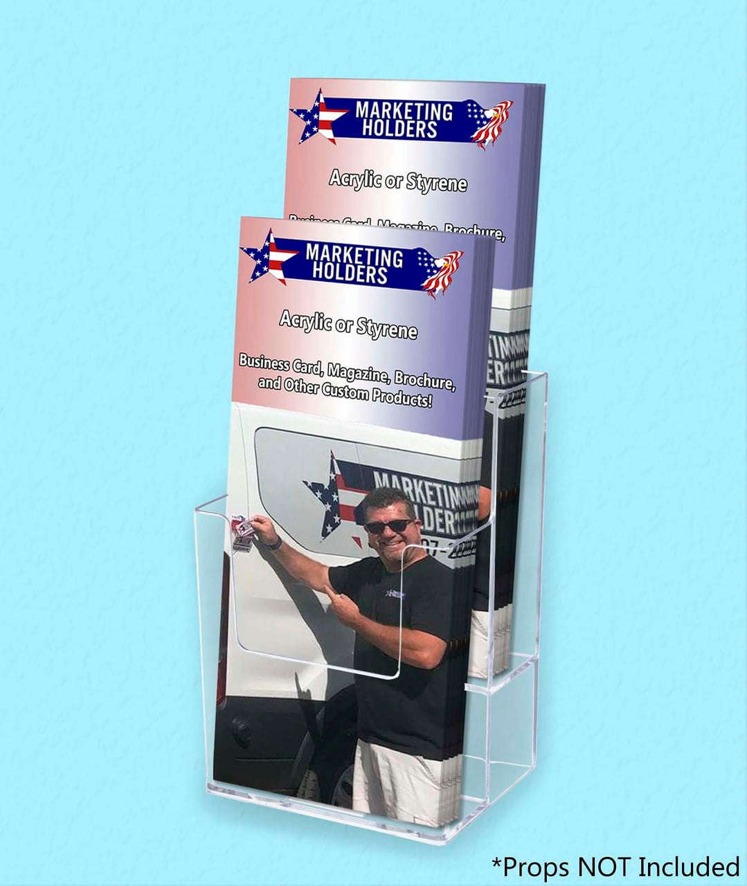 Trifold Holder for 4"W Brochures 2 Tier Multi Pocket Display Rack