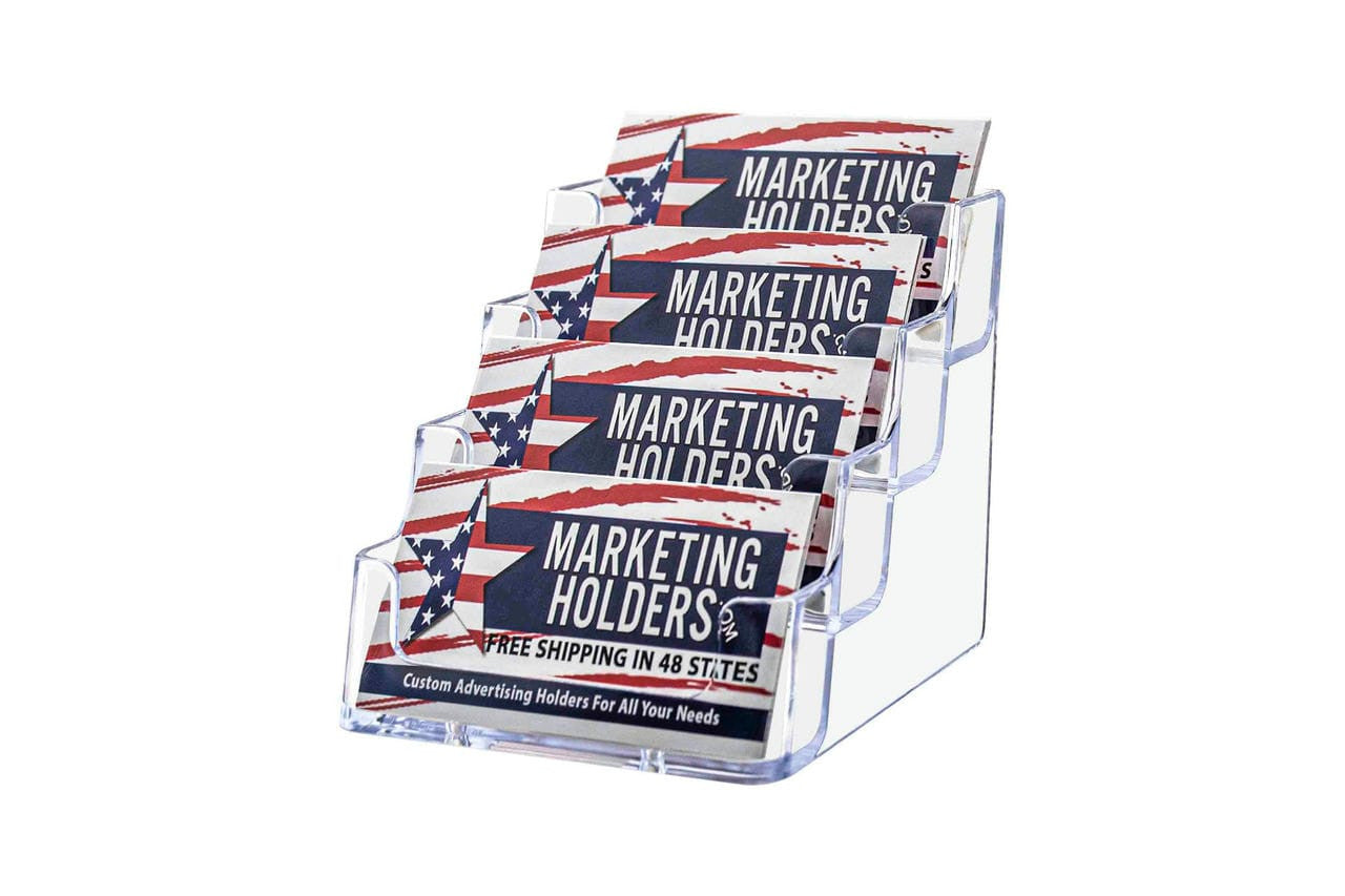 business card display case 4 Pocket Tiered Retail Gift Card Display Business Card Holder – 321 Plastics