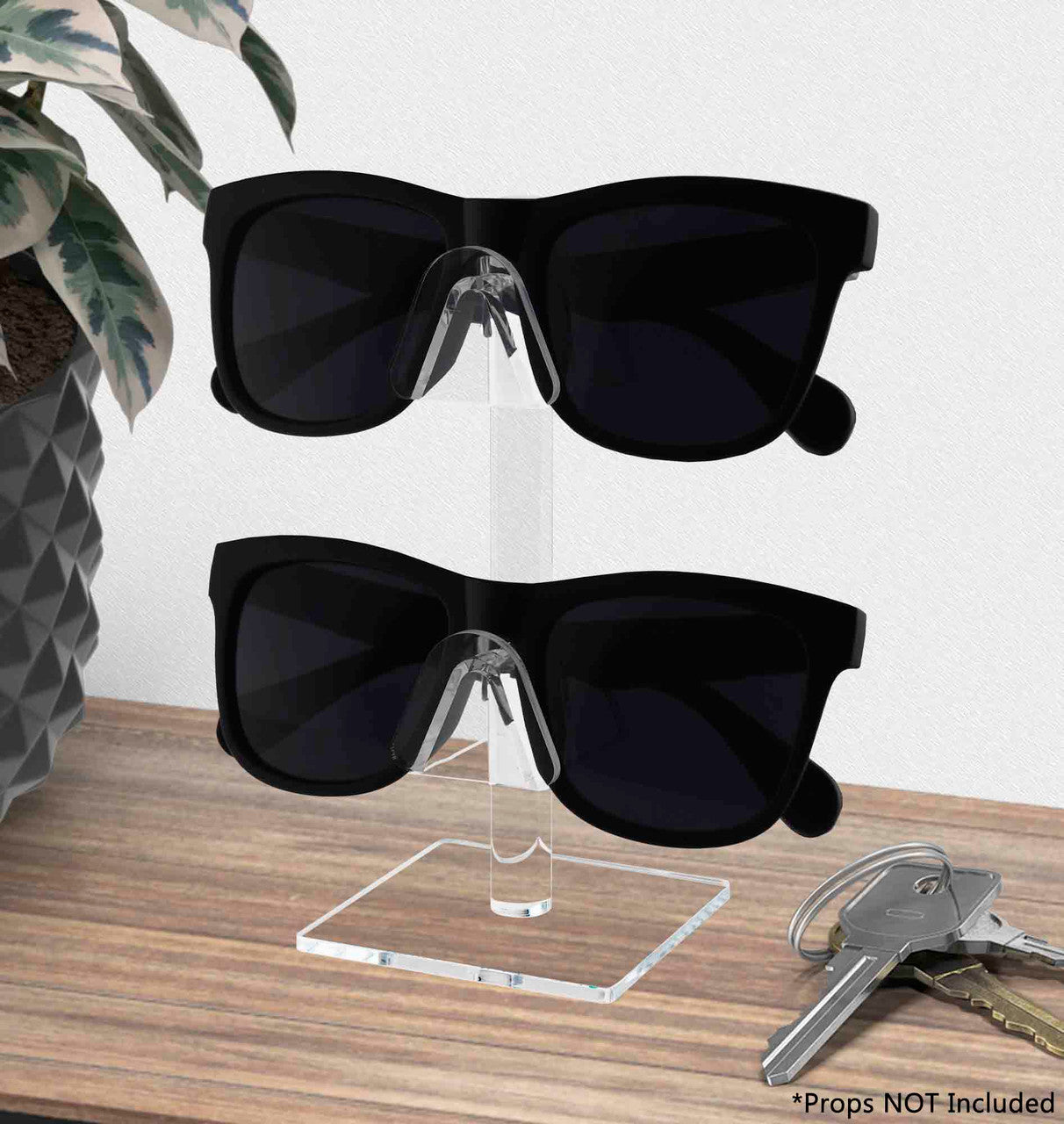 Double Tiered Eyewear Stand Countertop Display with Square Base