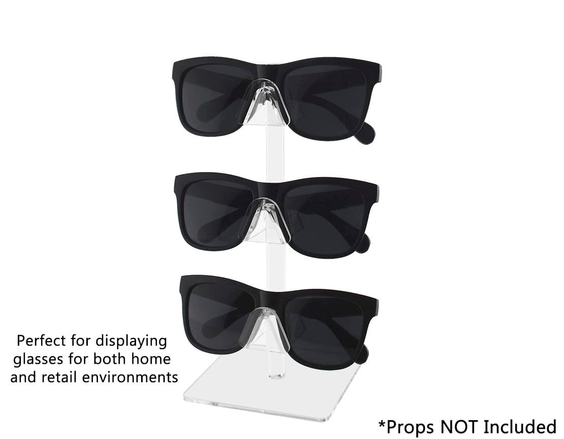 Sunglasses Eyewear Three Pair Tabletop Display Stand Square Base