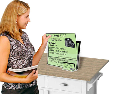 11"W Flyer Holder Literature Display with Business Card Pocket