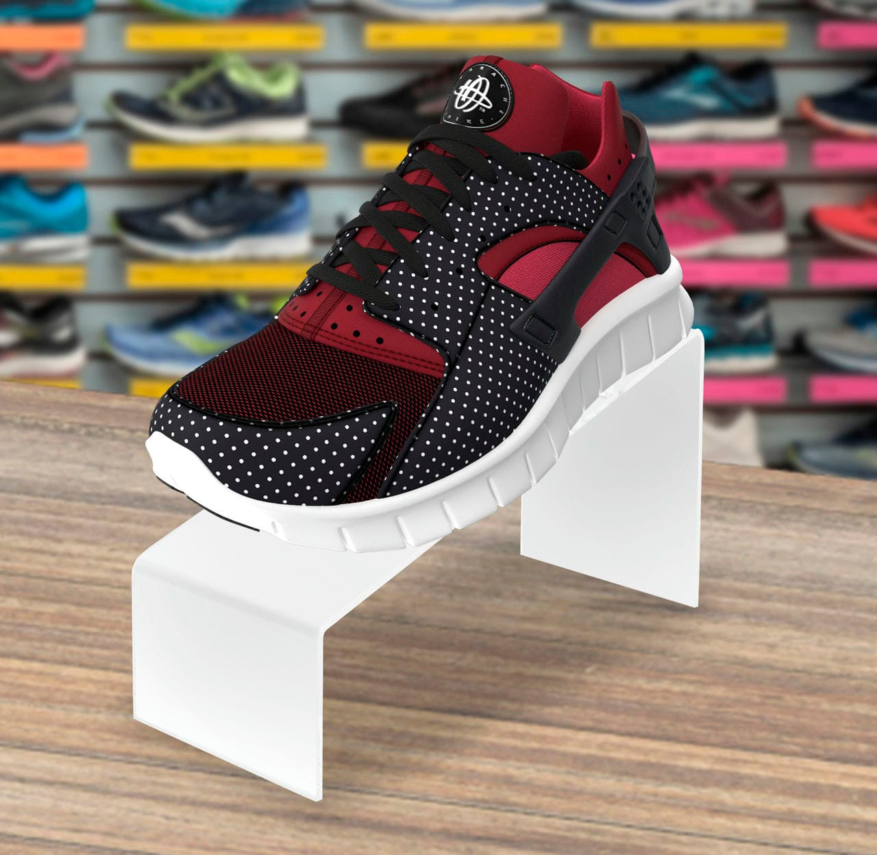 White Acrylic Display Shoe Riser 5"H Slanted Footwear Stand