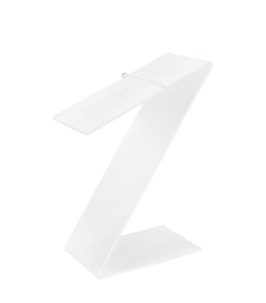 White Z Shaped Retail Shoe Riser with Heel Stop 8.5"H Display Pedestal