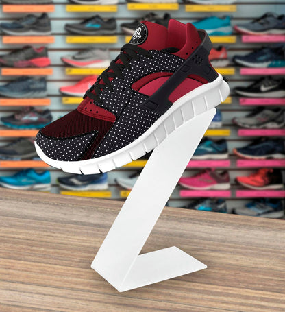 White Z Shaped Retail Shoe Riser with Heel Stop 8.5"H Display Pedestal