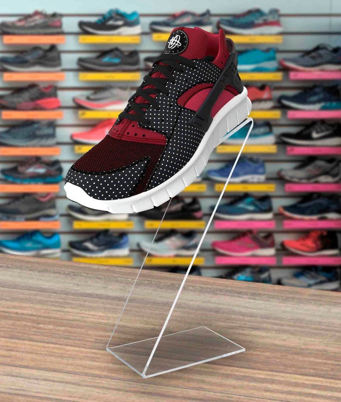 Acrylic Display Shoe Riser 10.5"H Z Shaped Footwear Stand