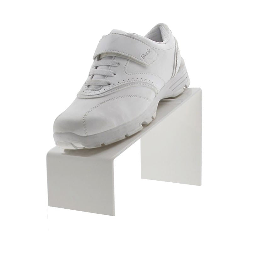 White Acrylic Display Shoe Riser 5"H Slanted Footwear Stand
