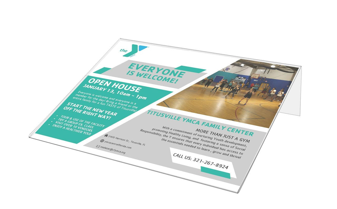 10"W x 8"H Sign Holder Ad Display Holder Stand Slant Back