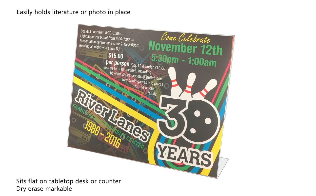 10"W x 8"H Sign Holder Ad Display Holder Stand Slant Back