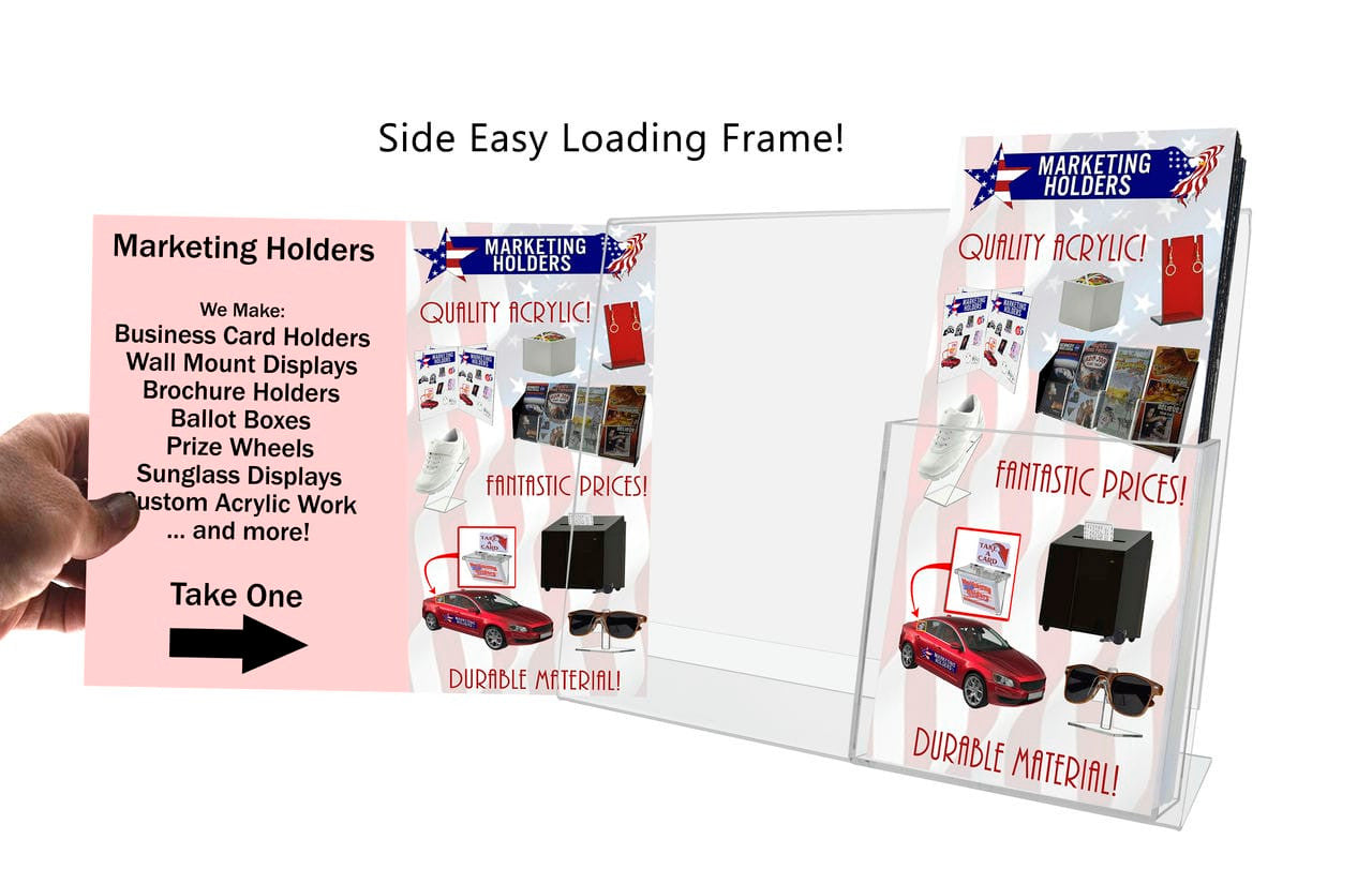 11"W x 8.5"H Sign Holder Ad Frame with Trifold Brochure Pocket