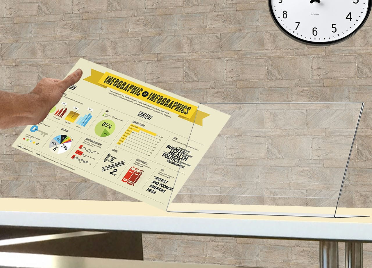 17"W x 11"H Poster Sign Display Slant Back Countertop Holder