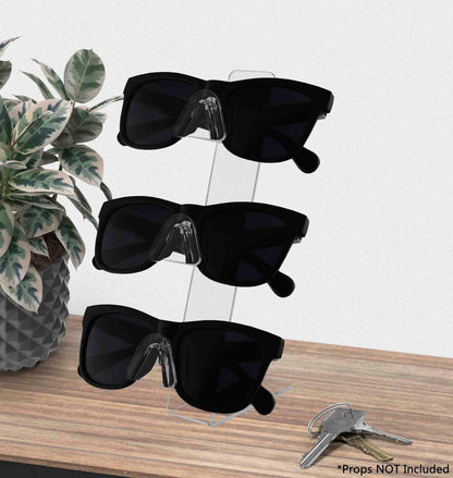 Three Pair Eyewear Stand Slant Back Retail Sunglasses Display