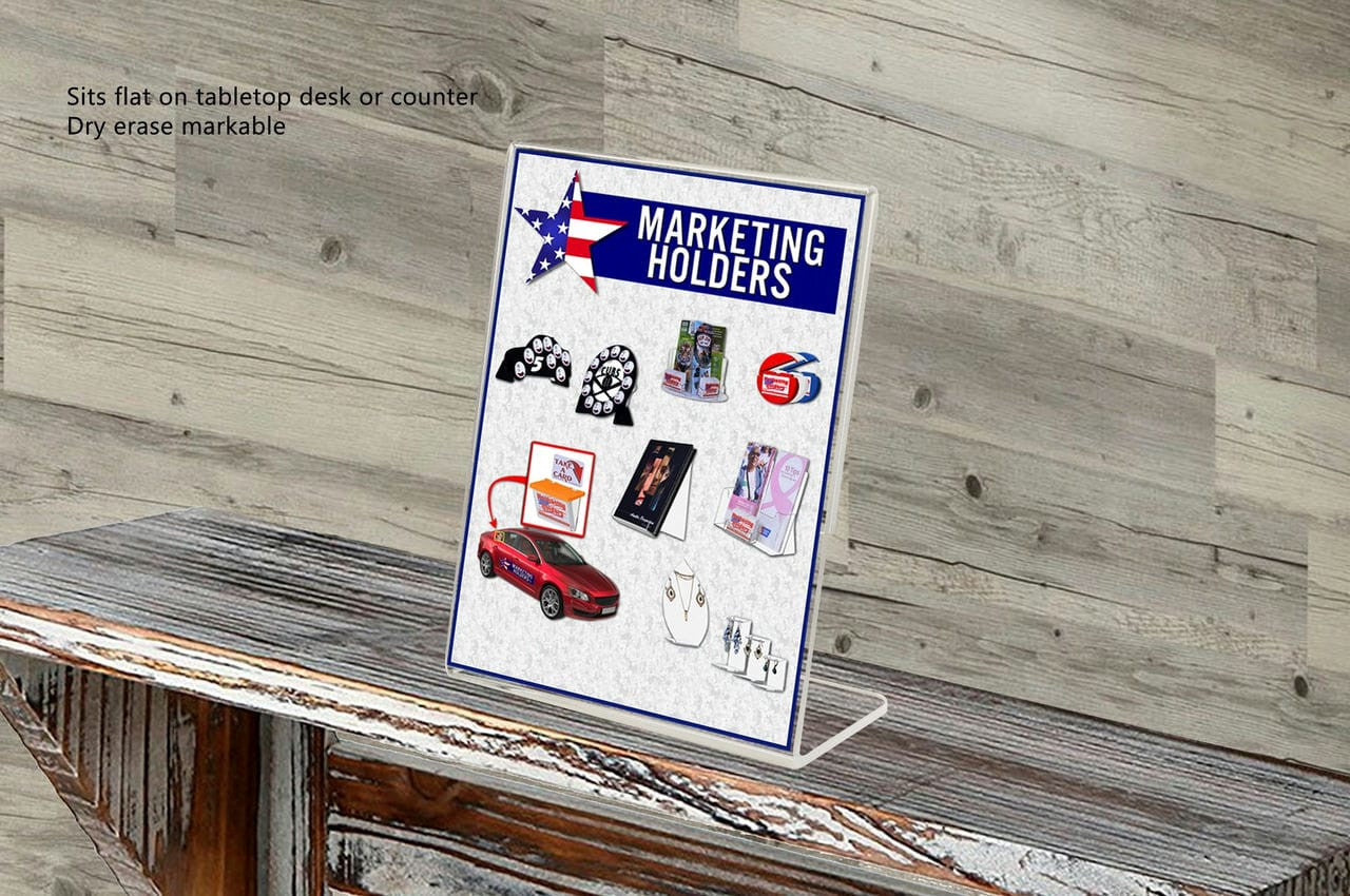 4"W x 5"H Sign Holder Photo Small Ad Frame Side Load Slanted