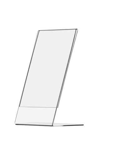 4W x 9"H Acrylic Sign Holder Tabletop Side Load Slant Back Display