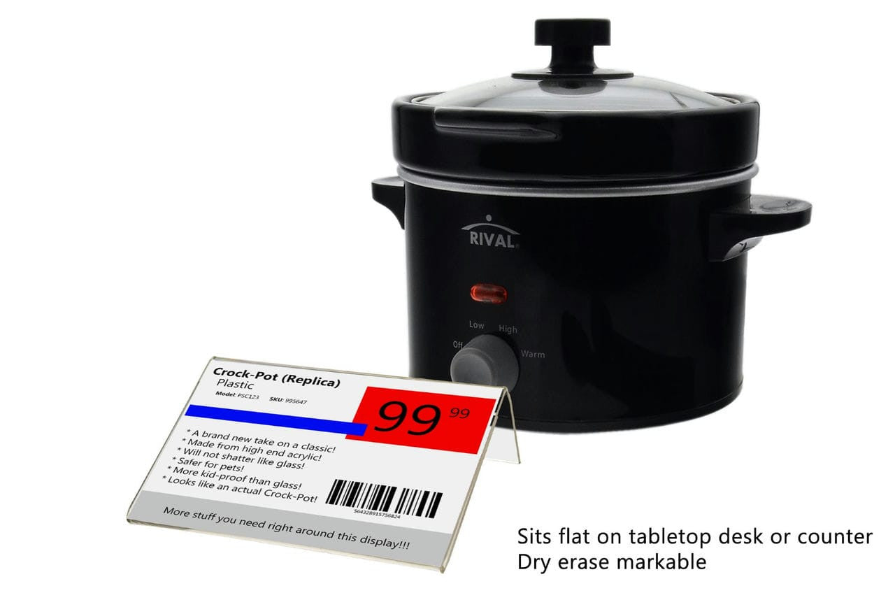 5"W x 3"H Sign Holder Side Load Horizontal Frame Table Slant Back