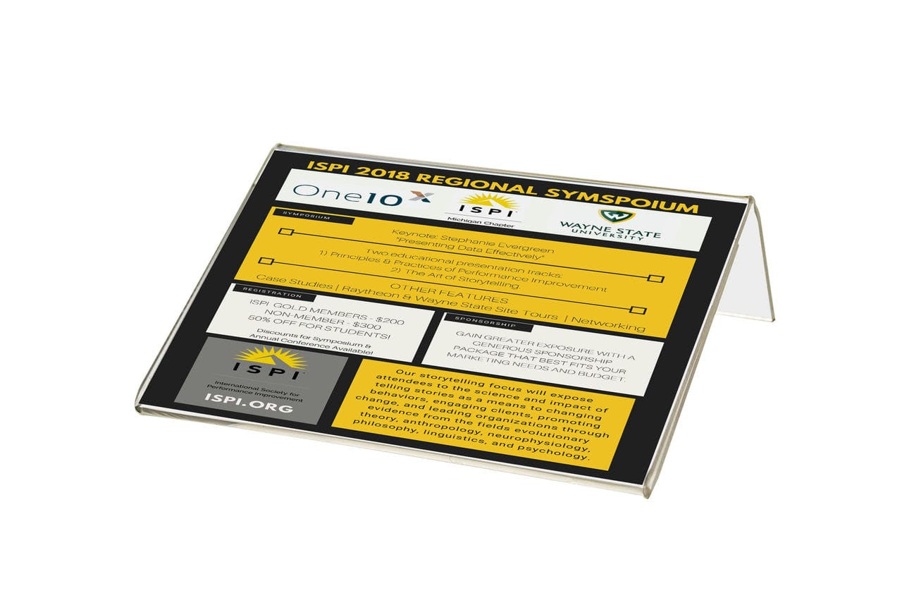 5"W x 3"H Sign Holder Side Load Horizontal Frame Table Slant Back