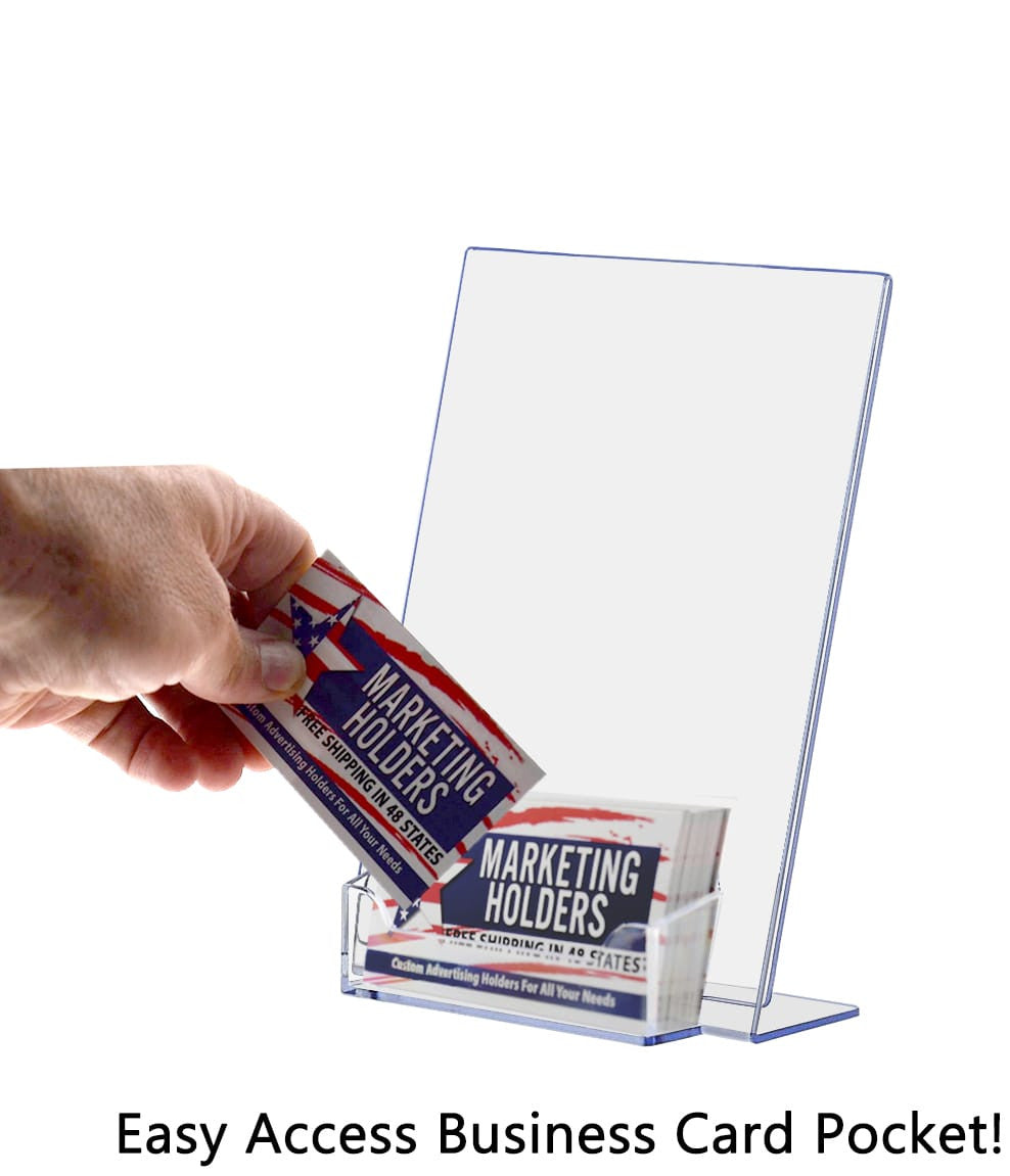 5"W x 7"H Slant Back Sign Holder with Business Card Pocket