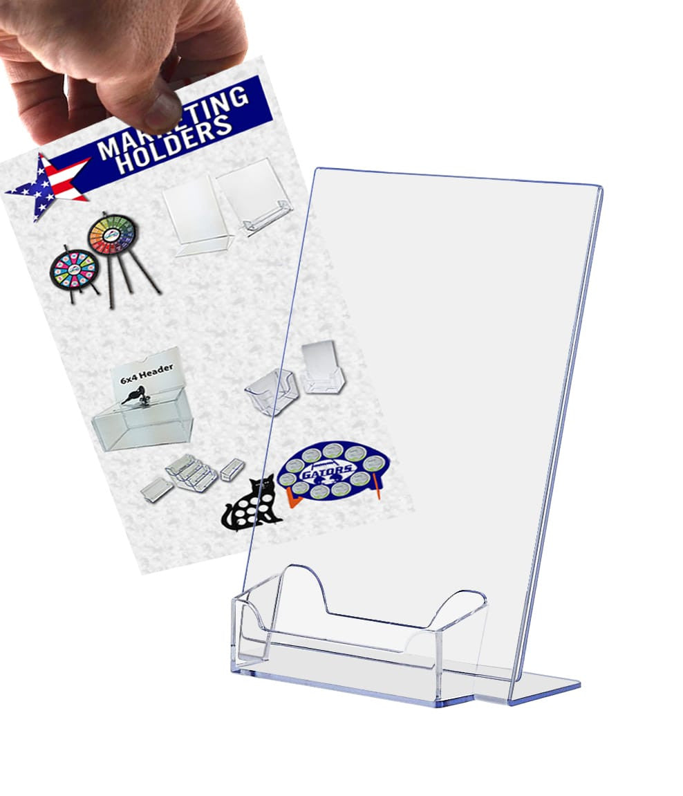 5"W x 7"H Slant Back Sign Holder with Business Card Pocket