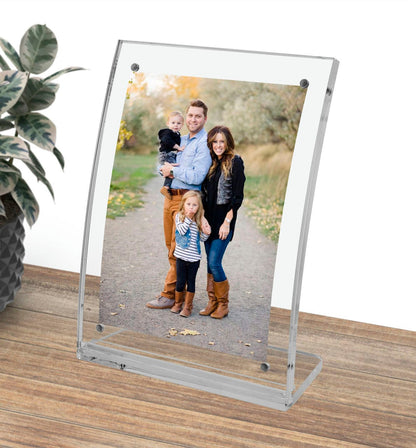 5"W x 7"H Curved Photo Display Frame with Magnet Closure and Base