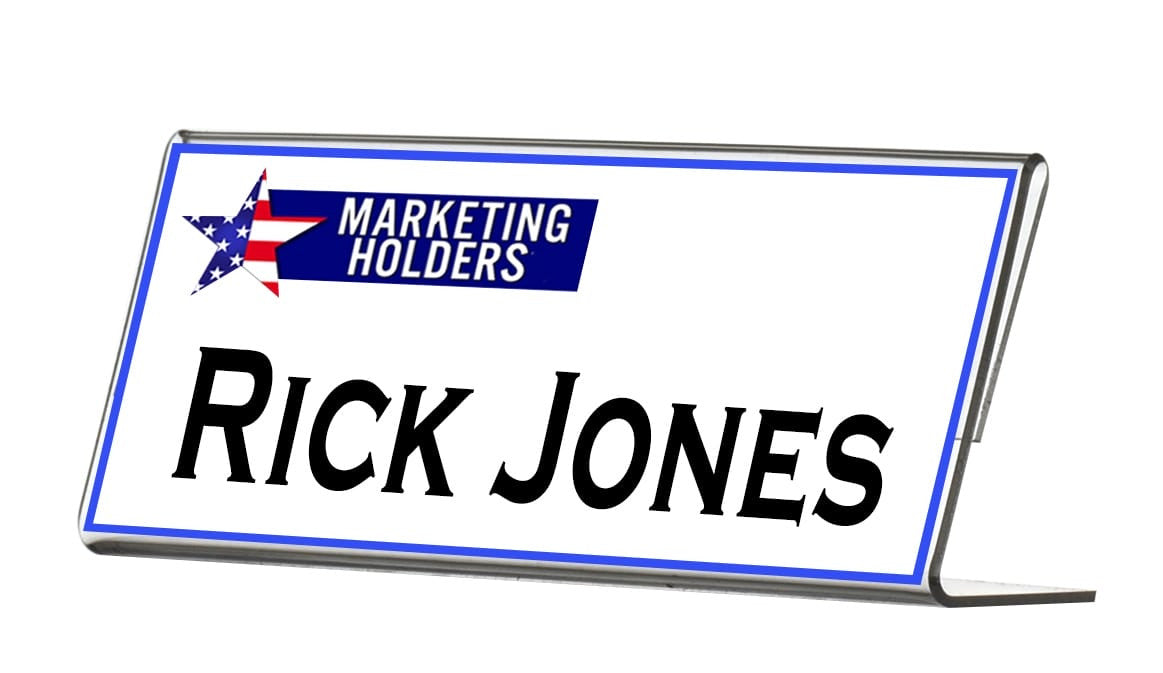 6"W x 2"H Name Plate Sign Holder Horizontal Side Load Display