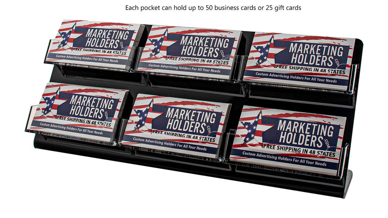 6 Pocket Slanted Business Gift Card Holder Countertop Multi Slot