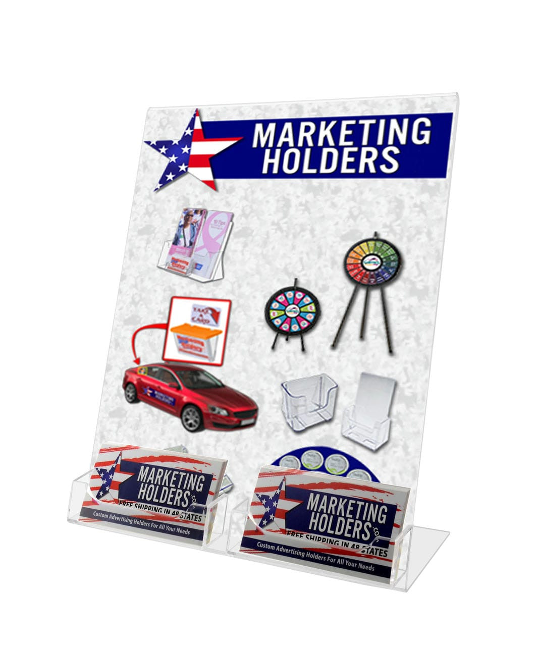 8.5"W x 11"H Slant Back Ad Frame with 2 Business Card Pockets