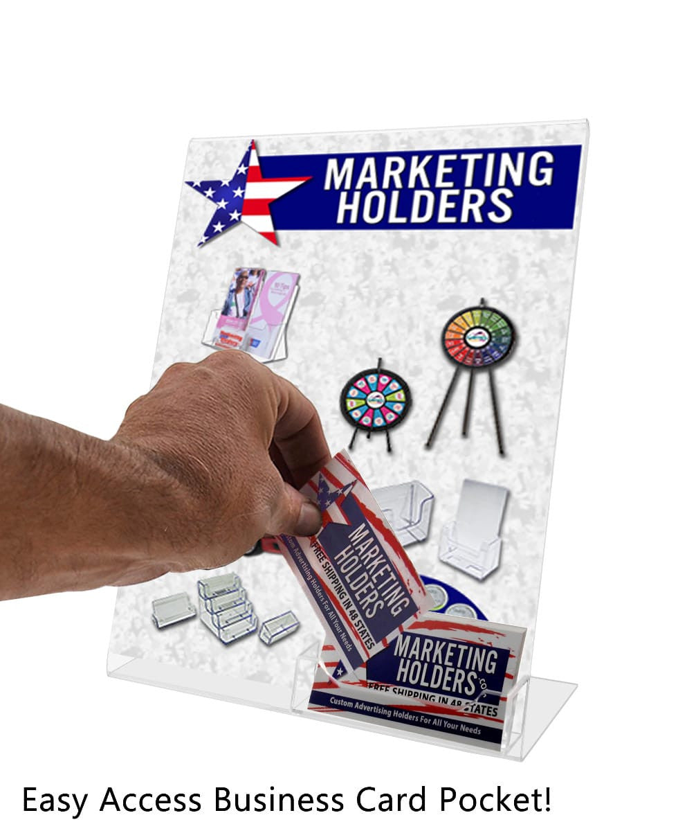8.5"W x 11"H Slant Back Sign Holder with Business Card Pocket