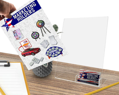 8.5"W x 11"H Slant Back Sign Holder with Business Card Pocket