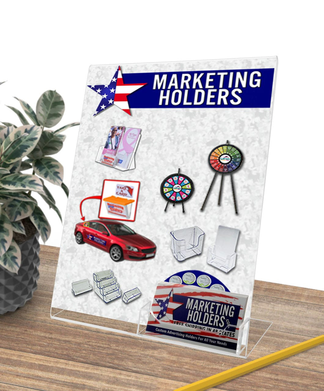 8.5"W x 11"H Slant Back Sign Holder with Business Card Pocket