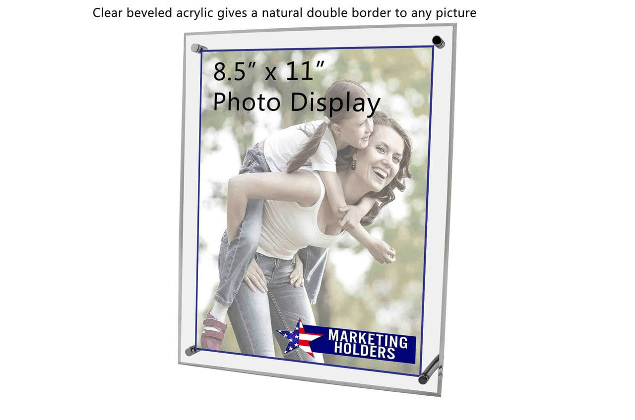 8.5"W x 11"H Slanted Print Sign Holder Display with Kick Stands