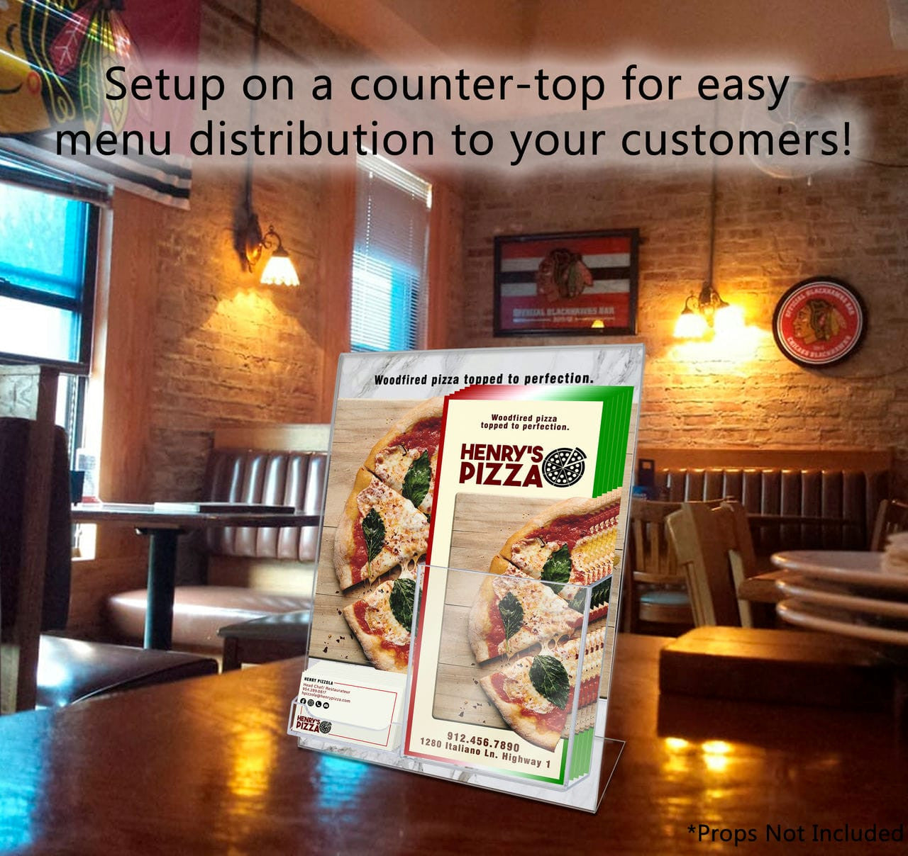 8.5"W x 11"H Sign Holder with Business Card Slot and Trifold Pocket