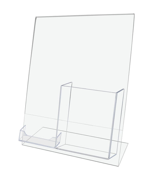 8.5"W x 11"H Sign Holder with Business Card Slot and Trifold Pocket