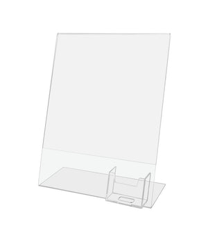 8.5"W x 11"H Slanted Sign Holder with Vertical Business Card Slot
