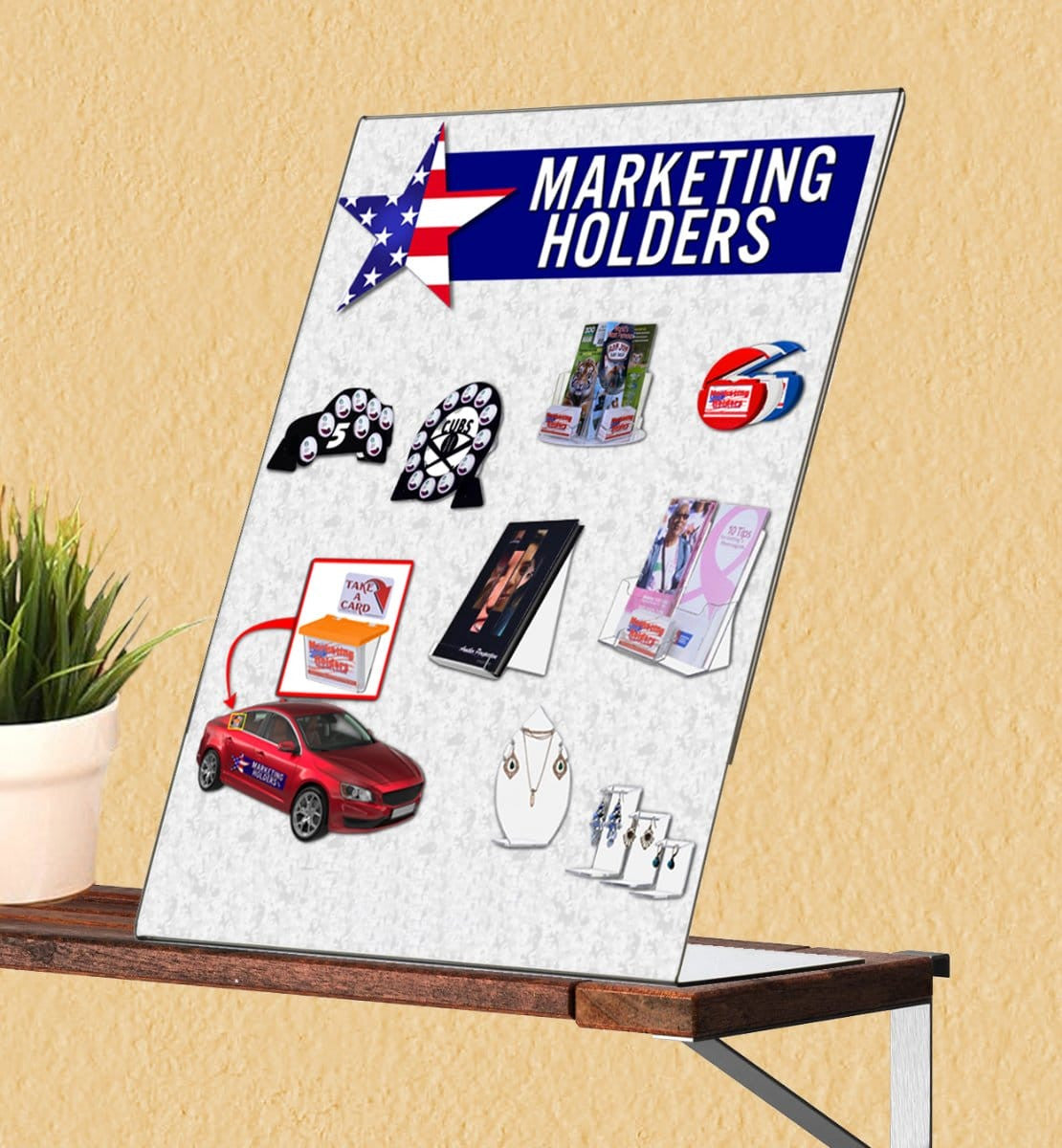 8.5"W x 11"H Sign Holder Ad Frame Slant Back Image Display Stand