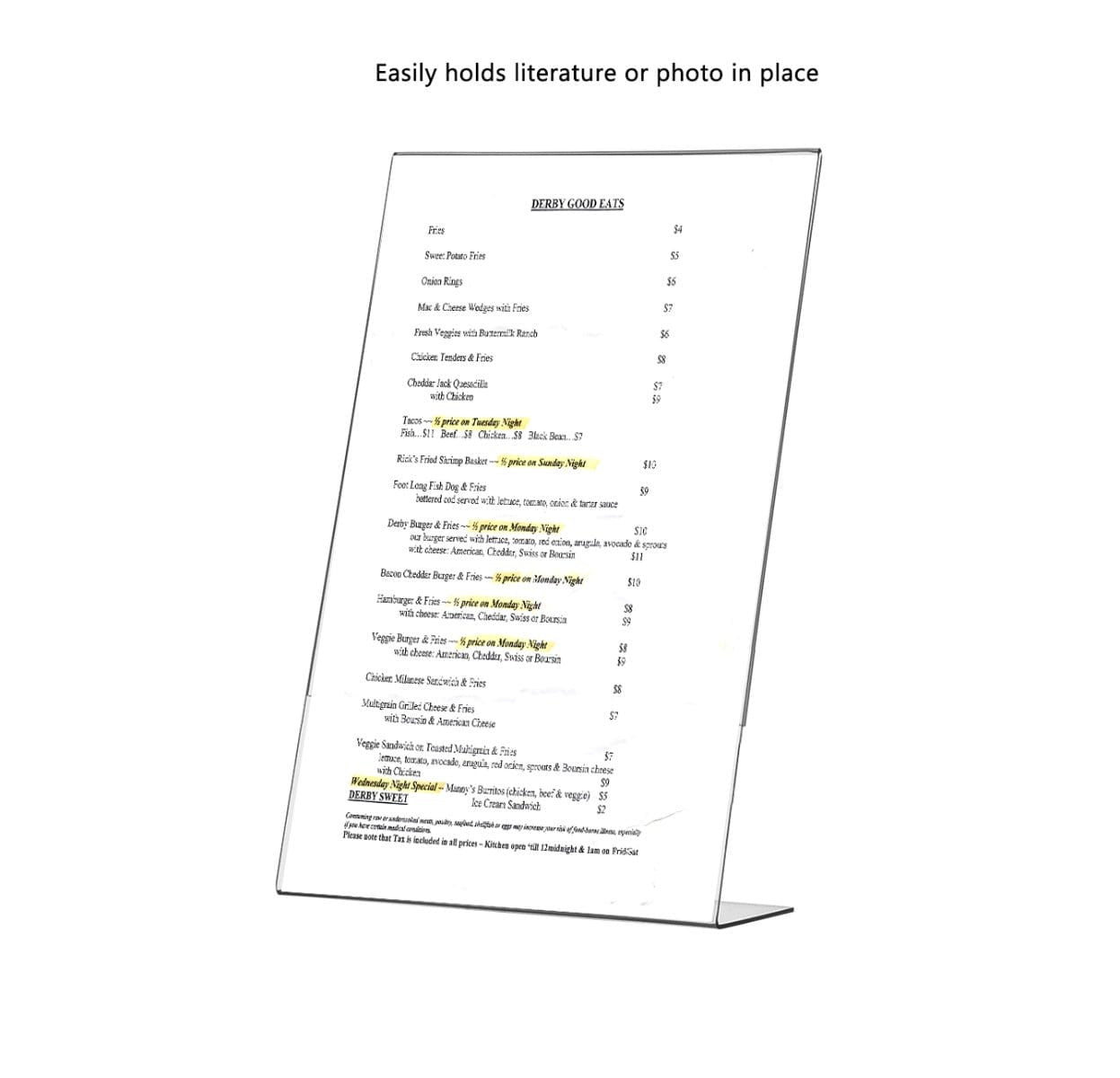 8.5"W x 14"H Sign Holder Ad Frame Display Holder Stand Slant Back