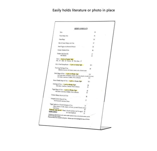 8.5"W x 14"H Sign Holder Ad Frame Display Holder Stand Slant Back