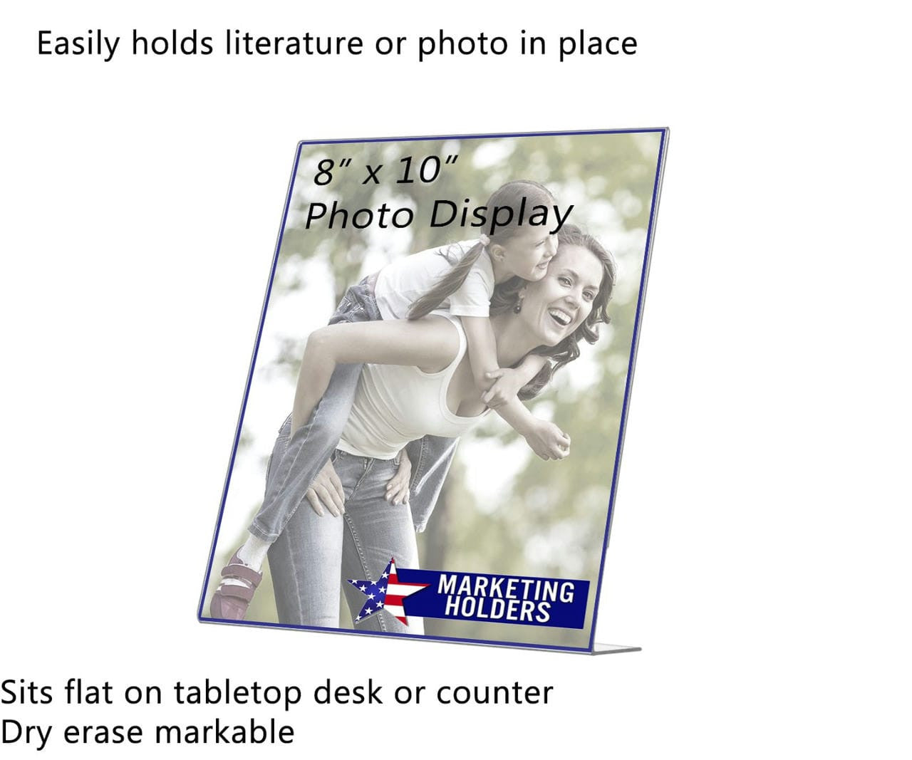 8"W x 10"H Sign Holder Menu Display Frame Slant Back Side Load