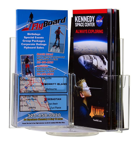 Rotating Holder for 4"W Brochures 6 Pocket Countertop Display