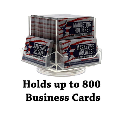 Spinning Business Card Holder with 4 Pockets and Center Storage Bin