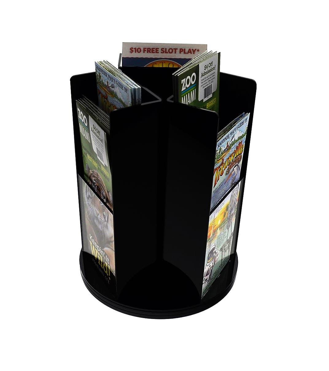 Rotating Trifold Holder for 4"W Brochures Multi Pocket Display