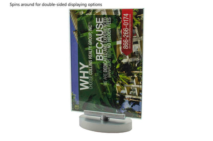 4"W x 6"H Rotating Sign Holder Green Edge with Swivel Base