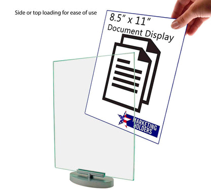 8.5"W x 11"H Rotating Sign Holder Green Edge with Swivel Base