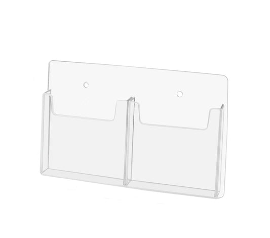 Wall Two Pocket Brochure Holder for 4"W Trifold Literature