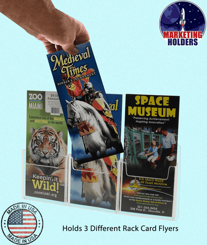 Wall 3 Pocket Brochure Holder for 4"W Trifold Literature